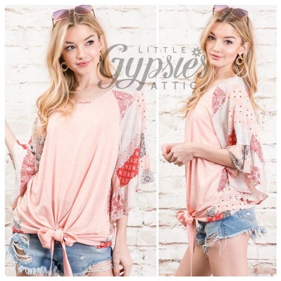 Big Bell Patchwork Sleeves Bohemian Top - Picture 5 of 9